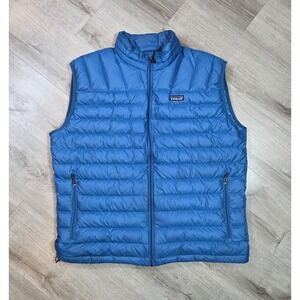 Patagonia Down Sweater Vest Mens XL Blue Full Zip Puffer